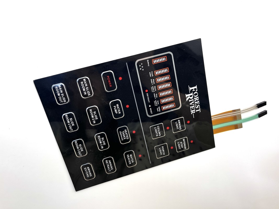 3V-24V Operating Voltage LED Membrane Switch Operating Current 20mA-100mA Service Life 1 Million Times